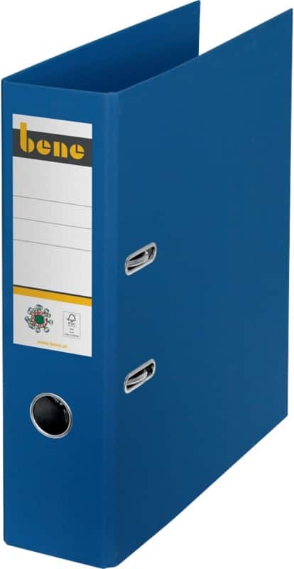 Bene No.1 Ordner Breit DIN A4 80 mm Blau 2 Ringe 301400BL Pappkarton Glatt Hochformat