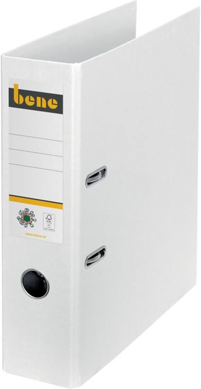Bene No.1 Breit Ordner DIN A4 80 mm Weiß 2 Ringe 301400WS Pappkarton Glatt Hochformat Recycled
