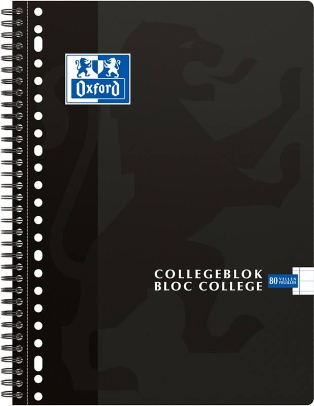 OXFORD Notizbuch Notizbuch DIN A4+ Liniert Spiralbindung Pappe Schwarz Perforiert 160 Seiten