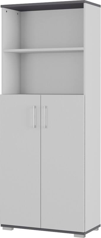 Germania Aktenschrank 4249 5 Gw Profi 2 0 In Lichtgrau Graphit Mit Zwei Turen Und Zwei Offenen Fachern 80 X 0 X 40 Cm B H T Viking De