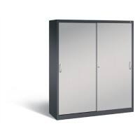 C+P Schiebetürenschrank Acurado H1950xB1600xT500mm Korpus Schwarzgrau Fronten Weißaluminium Anzahl Fächer: 8