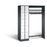 C+P Offene Garderobe Serie 8070, H1950xB1410xT480mm Korpus Schwarzgrau Fronten Verkehrsweiß