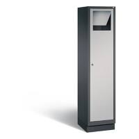 C+P Wäsche-Sammelschrank Evolo, H1800xB420xT500mm Korpus Schwarzgrau Fronten Weißaluminium