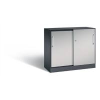 C+P Sideboard mit Schiebetüren Asisto H915xB1000xT435mm Korpus Schwarzgrau Fronten Weißaluminium Anzahl Fächer: 1