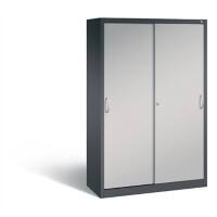 C+P Schiebetürenschrank Acurado H1950xB1200xT500mm Korpus Schwarzgrau Fronten Weißaluminium Anzahl Fächer: 6