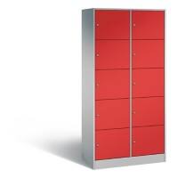 C+P Schließfachschrank 8070, H1950xB900xT480mm Korpus Weißaluminium Fronten feuerrot