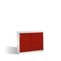 C+P Sideboard mit Schiebetüren Acurado H1200xB1600xT400mm Korpus Lichtgrau Fronten Rubinrot Anzahl Fächer: 4