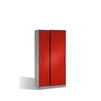 C+P Schiebetürenschrank Asisto H1980xB1000xT435mm Korpus Weißaluminium Fronten Rubinrot Anzahl Fächer: 4