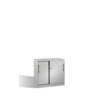 C+P Sideboard mit Schiebetüren Asisto H915xB1000xT435mm Korpus Lichtgrau Fronten Lichtgrau Inneneinrichtung Schwarzgrau Abdeckplatte Hellgrau Anzahl Fächer: 1