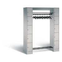 C+P Offene Garderobe Serie 8070, H1950xB1430xT480mm Korpus Weißaluminium Fronten Weißaluminium