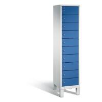 C+P Laptopschrank Evolo H1850xB420xT500mm Korpus Lichtgrau Fronten Enzianblau
