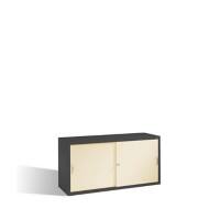 C+P Aufsatzschrank H790xB1600xT500mm Korpus Schwarzgrau Fronten Perlweiß Anzahl Fächer: 2