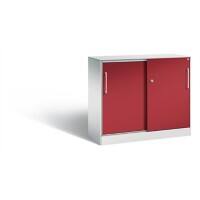 C+P Sideboard mit Schiebetüren Asisto H915xB1000xT435mm Korpus Lichtgrau Fronten Rubinrot Anzahl Fächer: 1