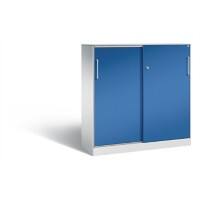 C+P Schiebetürenschrank Asisto H1310xB1200xT435mm Korpus Lichtgrau Fronten Enzianblau Anzahl Fächer: 2