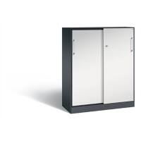 C+P Schiebetürenschrank Asisto H1310xB1000xT435mm Korpus Schwarzgrau Fronten Lichtgrau Anzahl Fächer: 2