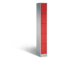 C+P Schließfachschrank Serie 8070, H1950xB240xT480mm Korpus Weißaluminium Fronten feuerrot