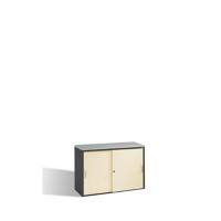 C+P Sideboard mit Schiebetüren Acurado H720xB1000xT400mm Korpus Schwarzgrau Fronten Perlweiß Anzahl Fächer: 1