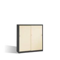 C+P Schiebetürenschrank Acurado H1600xB1600xT400mm Korpus Schwarzgrau Fronten Perlweiß Anzahl Fächer: 3