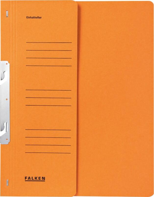 Falken Hakenmappe halber Deckel und Verschlussmittelchansim DIN A4 Orange Karton