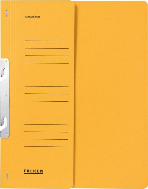 Falken Hakenmappe halber Deckel und Verschlussmittelchansim DIN A4 Gelb Karton