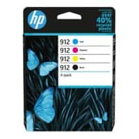 HP 912 Original Tintenpatrone 6ZC74AE Schwarz, Cyan, Magenta, Gelb Multipack 4 Stück