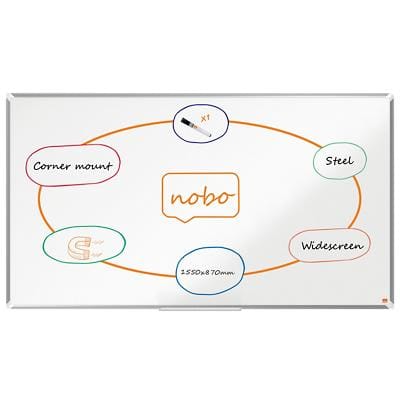 Nobo Premium Plus Widescreen Whiteboard 1915373 Wandmontiert Magnetisch Lackierter Stahl 155 x 87 cm