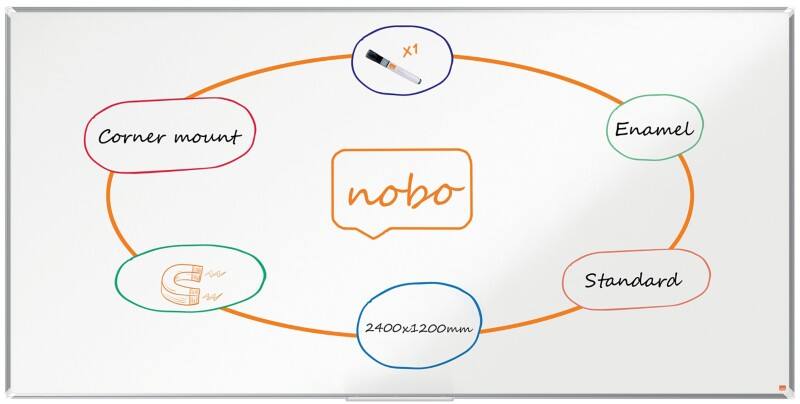 Nobo Premium Plus Whiteboard 1915151 Wandmontiert Magnetisch Emaille 240 x 120 cm