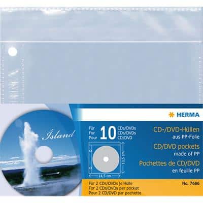 HERMA 7686 CD-/DVD-Hüllen 145 x 135 mm Transparent 5 Stück