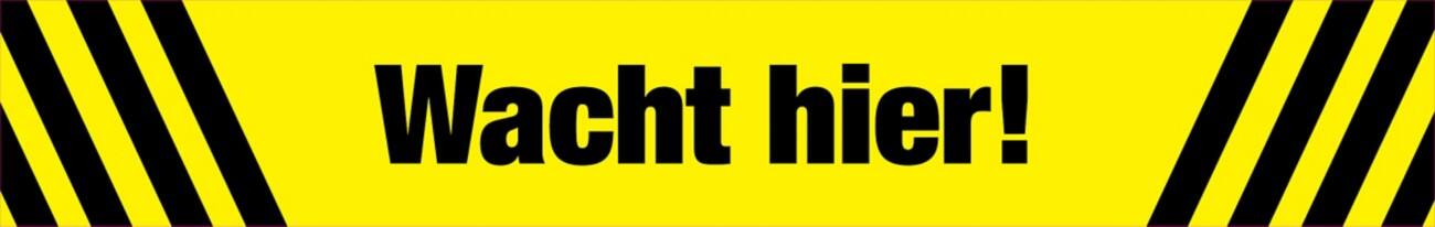Bodenaufkleber Hier warten Vinyl 35 x 35 cm