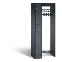 C+P Offene Garderobe Serie 8070, H1950xB740xT480mm Korpus Schwarzgrau Fronten Schwarzgrau