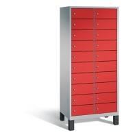 C+P Laptopschrank Evolo H1850xB810xT500mm Korpus Weißaluminium Fronten feuerrot