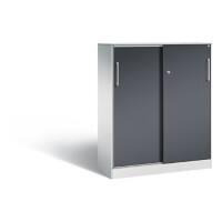 C+P Schiebetürenschrank Asisto H1310xB1000xT435mm Korpus Lichtgrau Fronten Schwarzgrau Anzahl Fächer: 2