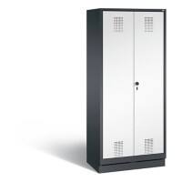 C+P Putzmittel-Spind Evolo, H1800xB810xT500mm Korpus Schwarzgrau Fronten Verkehrsweiß