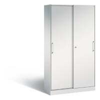 C+P Schiebetürenschrank Asisto H1980xB1000xT435mm Korpus Lichtgrau Fronten Lichtgrau Inneneinrichtung Schwarzgrau Anzahl Fächer: 4