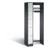 C+P Offene Garderobe Serie 8070, H1950xB740xT480mm Korpus Schwarzgrau Fronten Lichtgrau
