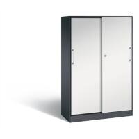 C+P Schiebetürenschrank Asisto H1635xB1000xT435mm Korpus Schwarzgrau Fronten Lichtgrau Anzahl Fächer: 3