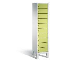 C+P Laptopschrank Evolo H1850xB420xT500mm Korpus Lichtgrau Fronten Viridingrün