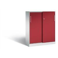 C+P Schiebetürenschrank Asisto H1310xB1000xT435mm Korpus Lichtgrau Fronten Rubinrot Anzahl Fächer: 2