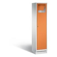 C+P Wäsche-Sammelschrank Evolo, H1800xB420xT500mm Korpus Lichtgrau Fronten Gelborange