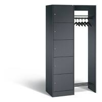 C+P Offene Garderobe Serie 8070, H1950xB960xT480mm Korpus Schwarzgrau Fronten Schwarzgrau