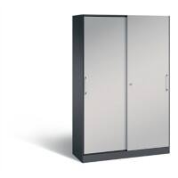 C+P Schiebetürenschrank Asisto H1980xB1200xT435mm Korpus Schwarzgrau Fronten Weißaluminium Anzahl Fächer: 4