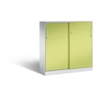 C+P Schiebetürenschrank Asisto H1310xB1200xT435mm Korpus Lichtgrau Fronten Viridingrün Anzahl Fächer: 2
