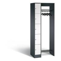 C+P Offene Garderobe Serie 8070, H1950xB740xT480mm Korpus Schwarzgrau Fronten Verkehrsweiß