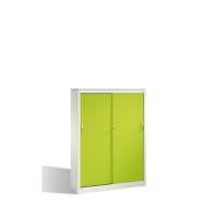 C+P Schiebetürenschrank Acurado H1600xB1200xT400mm Korpus Lichtgrau Fronten Viridingrün Inneneinrichtung Lichtgrau Abdeckplatte hellgrau Anzahl Fächer: 3