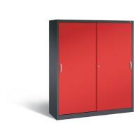 C+P Schiebetürenschrank Acurado H1950xB1600xT500mm Korpus Schwarzgrau Fronten Feuerrot Anzahl Fächer: 12