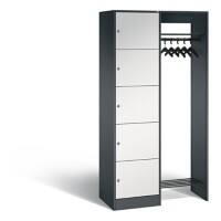 C+P Offene Garderobe Serie 8070, H1950xB960xT480mm Korpus Schwarzgrau Fronten Lichtgrau