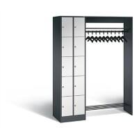 C+P Offene Garderobe Serie 8070, H1950xB1410xT480mm Korpus Schwarzgrau Fronten Lichtgrau
