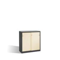 C+P Sideboard mit Schiebetüren Acurado H1200xB1200xT500mm Korpus Schwarzgrau Fronten Perlweiß Anzahl Fächer: 2