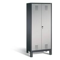 C+P Putzmittel-Spind Evolo, H1850xB810xT500mm Korpus Schwarzgrau Fronten Weißaluminium