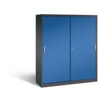 C+P Schiebetürenschrank Acurado H1950xB1600xT500mm Korpus Schwarzgrau Fronten Enzianblau Anzahl Fächer: 6